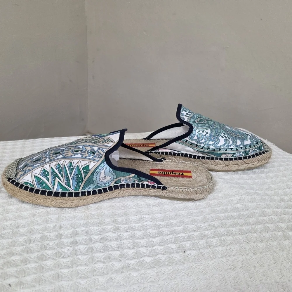 Respoke Spanish Espadrille Mule Slides Paisley Print Women’s US 7 EU 37